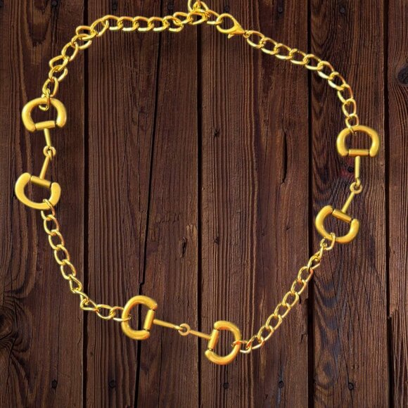 Gold Horse Bit Snaffle Link Statement BeltEquestrian Western Luxe NWT